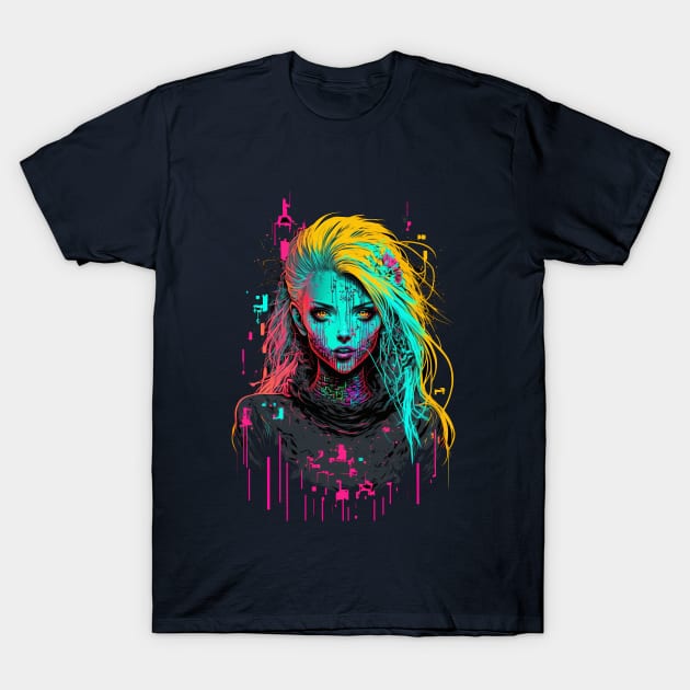 Cyberpunk Girl Smile T-Shirt by feel.digital